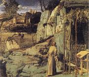 BELLINI, Giovanni St Francis in the Wilderness painting